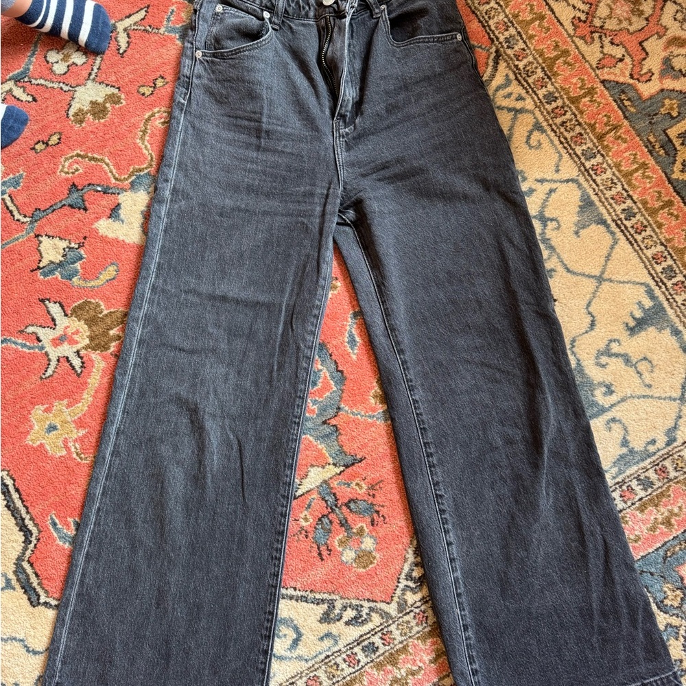 Rollas Black Flare Wide Leg Jeans High-Rise